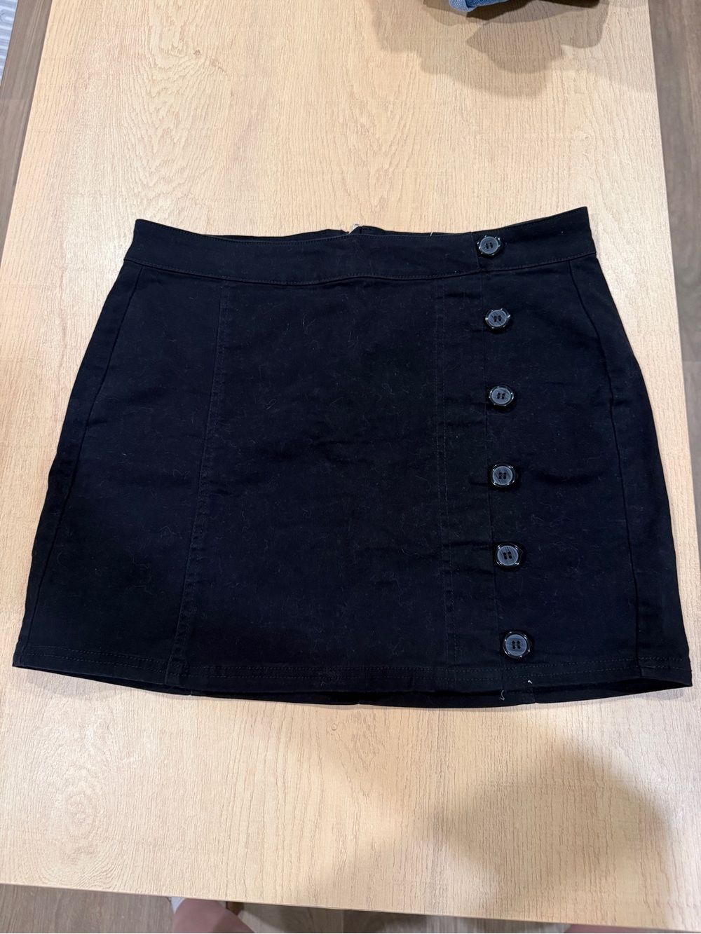Button-Front Black Mini Skirt